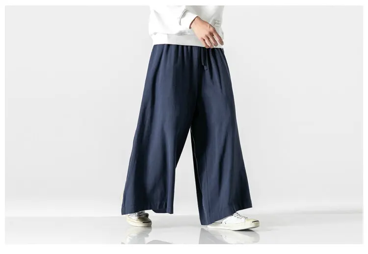 Autumn Men’s Causal Baggy Pants Fashion Solid Color Jogging Pants Men Cotton Loose Traditional Wide Leg Pants Woman Dropshipping mens harem joggers