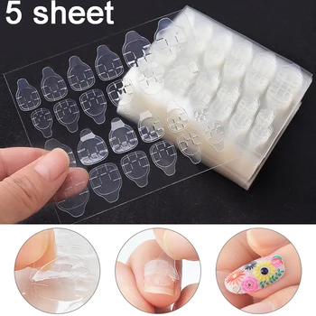 

120pcs 5 Sheets Fake Nails Tips Double Sided False Nail Art Adhesive Tape Glue Sticker DIY Profissional Fake Press on Nails