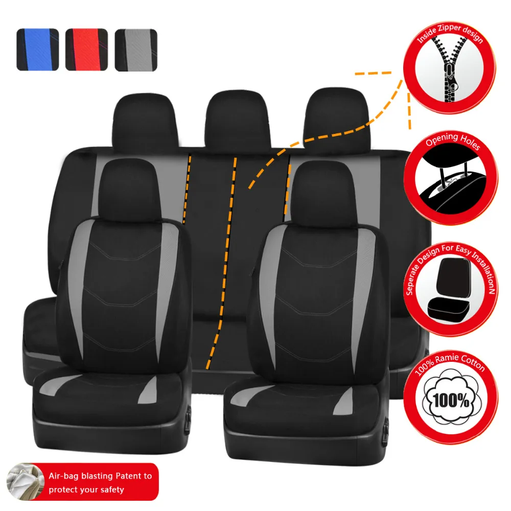Wesheu Car Seat Covers Universal Auto Interior Accessories Gray Blue Red Car Seat Protector With 2mm Foam Covers - Название цвета: Серый