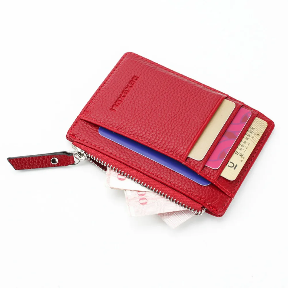 

Unisex Solid Color Zipper Wallet Business Card Holder Pu Leather Coin Purse ID Credit Card Organizer Wallet Bag