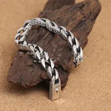 S925 Pure Silver Personal Jewelry Retro Thai Silver Men's Style Tank Annular Buckle bracelet for men new style fashion pop