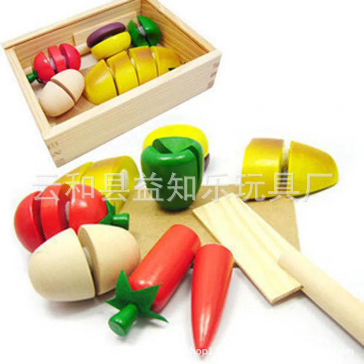 Поставка деревянная маленькая деревянная коробка для резки фруктов для детей и овощей для фруктов игровой Домашняя игра