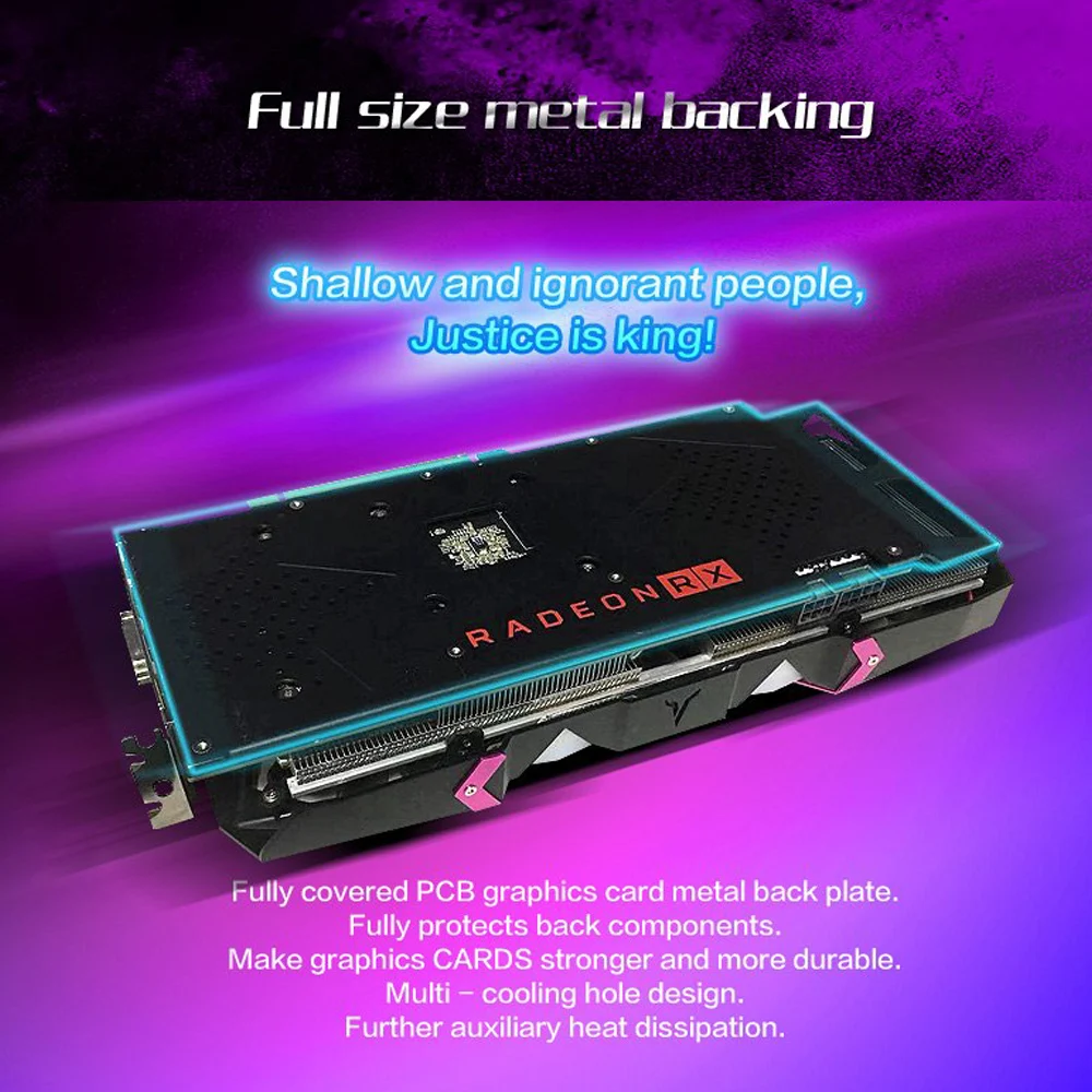 Yeston Radeon RX 590 GPU 8 ГБ GDDR5 256bit игровой настольный компьютер ПК видеокарты Поддержка DVI/HDMI PCI-E X16 3,0