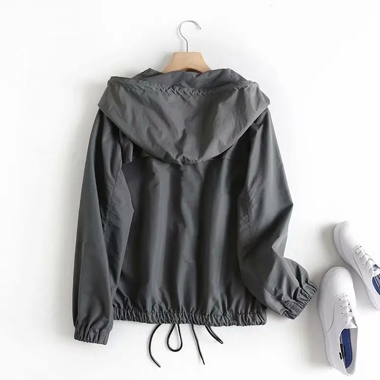 

F7107-Western Style WOMEN'S Dress 2019 Summer New Style Loose-Fit Drawstring Zipper Hooded Jacket Coat Women's