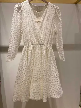 

Women Dress Spring and Summer 2020 Lace Cutout White Dress