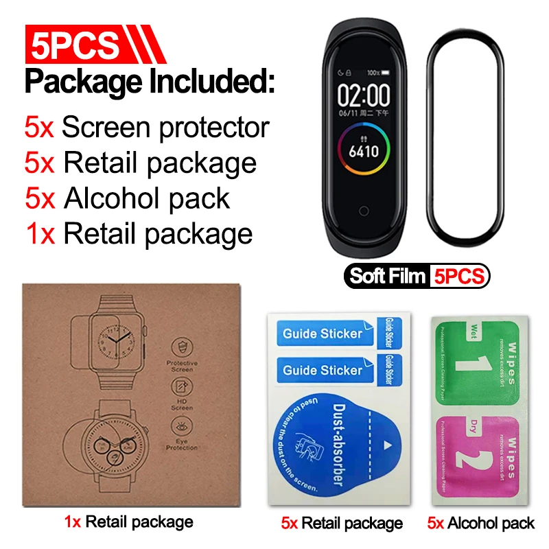10D Soft Glass Protective Film cover for Mi Band 6 5 4 Screen Protector for xiaomi miband 4 5 6 miband6 miband5 Accessories 