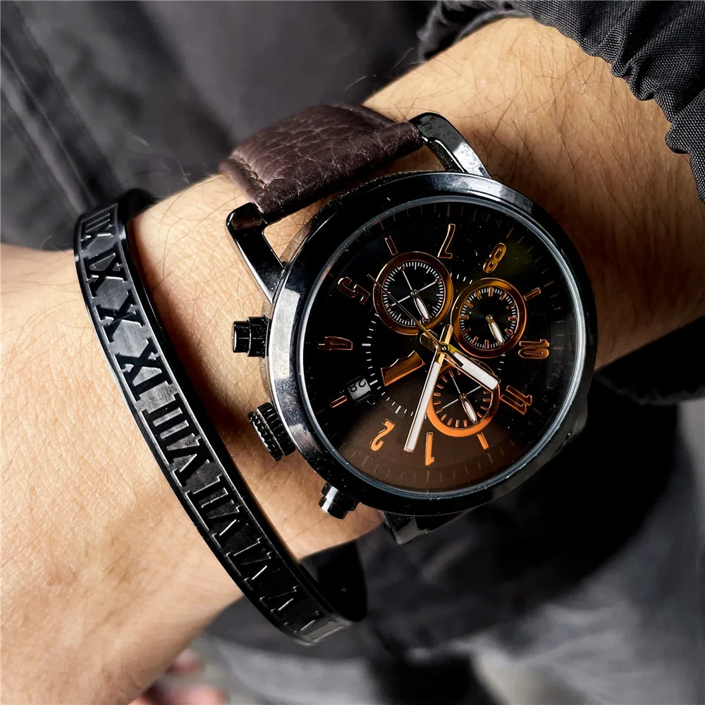 Big Size Men Women Stainless Steel Gold Color Open Bangle Roman Numeral Lover Cuff Bracelet Bangle Men Wedding Jewelry Gift
