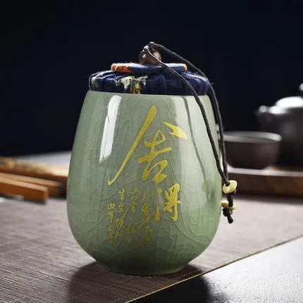 Подарки для гостей керамические ящики для чая Pu'er закупориваемая банка Celadon банка для хранения Контейнеры для чая чайные конфеты с герметичной тканевой крышкой домашнего искусства Crft - Цвет: Q