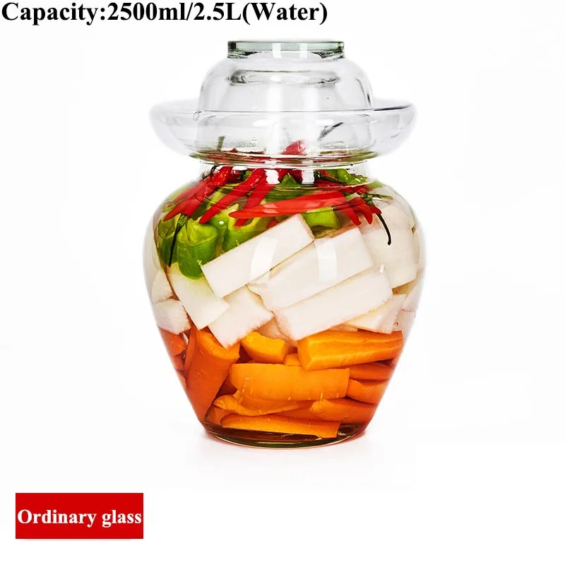 Ordinary (S) 2.5L Прозрачные сгущенные стеклянные банки для солений, ночные пятна, маринованный овощ, Капустная бутылка, уплотнение для хранения пищевых продуктов, канистра, маринованный контейнер - Цвет: Ordinary (S) 2.5L