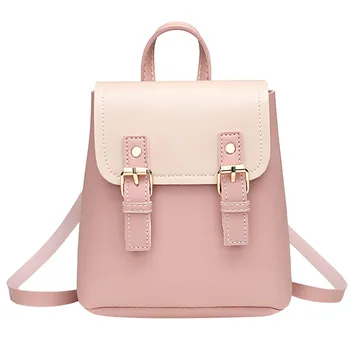 

Mini Backpack Women PU Leather Shoulder Bag For Teenage Girls Kids Multi-Function Small Bagpack Female Ladies School Backpack #5