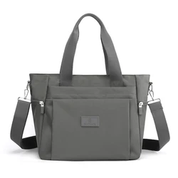 Women's Luxury Designer Nylon Shoulder Bag - Fashionable Top - Handle Handbag (GRAY)