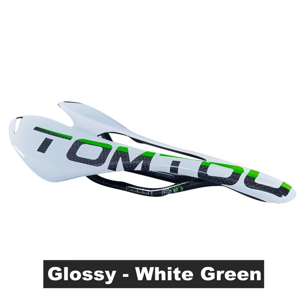 Glossy White Green TOMTOU велосипедное седло Углеродные седла дорога/MTB велосипед переднее сиденье мат велосипедные части овальная рейка 7x9 мм Максимальная нагрузка 150 кг - Цвет: Glossy White Green