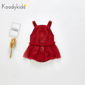 

Koodykids Baby Girl Spring Dress Red Sleeveless Mesh Little Girl Princess Party Dress Rompers Baby Girl Clothes Autumn Dress