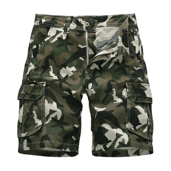 

2020 Summer Fashion 100% Cotton Multi-pockets Camouflage Cargo Shorts Men Army Military Casual Shorts Male Straight Short Pants