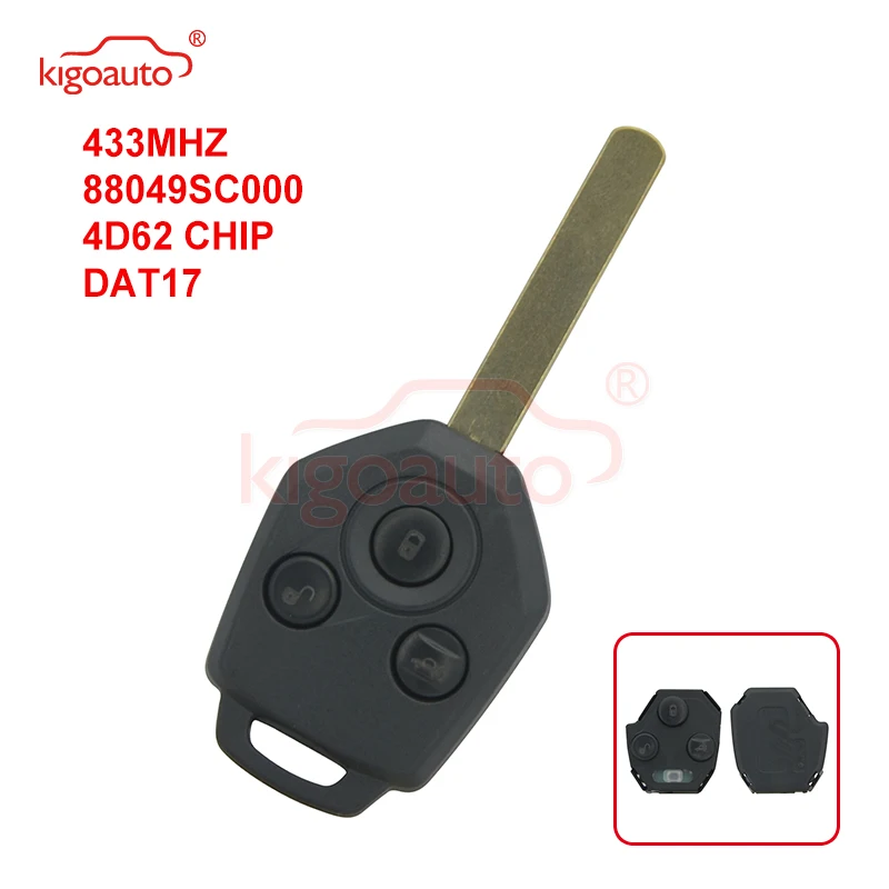 Kigoauto 88049SC000 3 Button DAT17 434Mhz Remote Key With 4D62 Chip For Subaru OUTBACK 2008 2009 2010 remtekey for subaru forester outback legacy 2008 2009 2010 2011 2012 2013 2014 434mhz with 4d62 chip 3 button car remote key