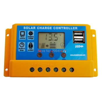 

Free Shipping 10PCS x 30A 20A 10A Solar Charger Controller regulators DC12V/24V Auto Solar Battery Charger with LCD and USB