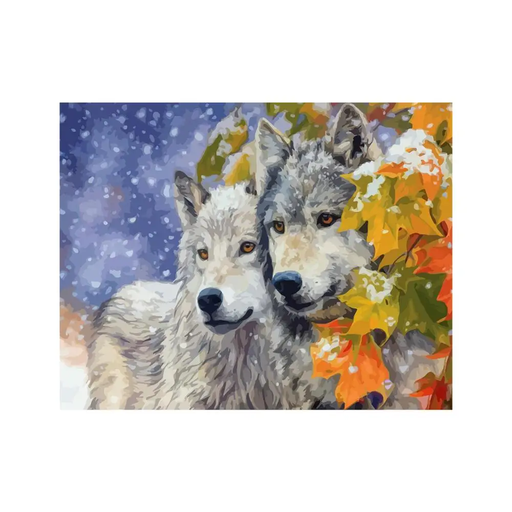 Maple Wolf DIY Painting By Numbers Acrylic Coloring Drawing Paint Number Kits For Room Decora Wall Art Picture Adults Chidren |