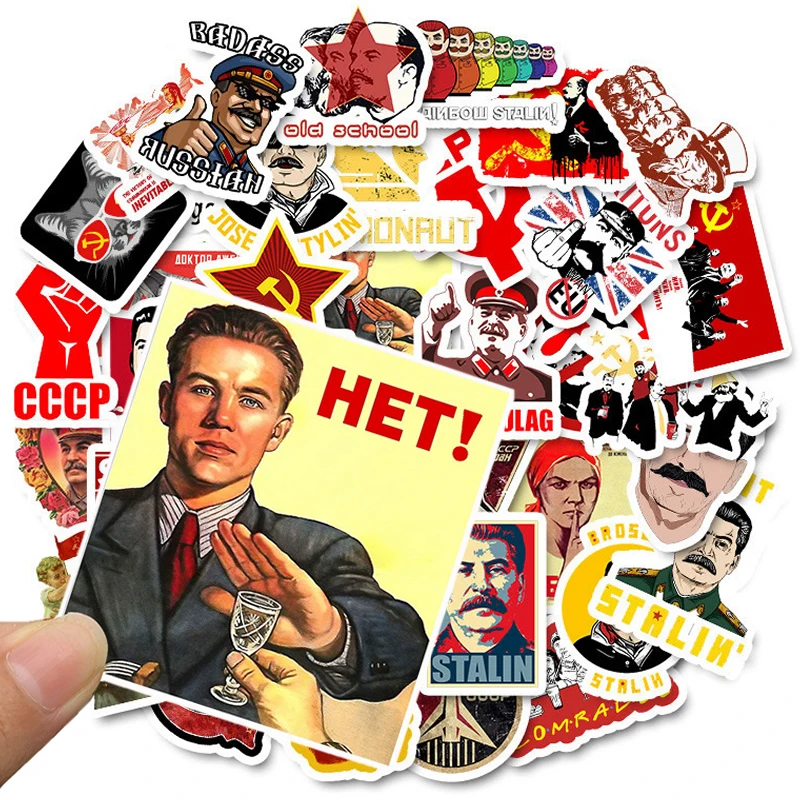 

50 PCS Mixed Soviet Union Stalin USSR CCCP HET Stickers Waterproof PVC Skateboard Phone Motorcycle Luggage Laptop Guitar Sticker