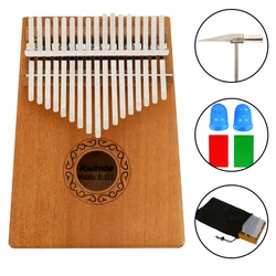17 Keys Thumb Piano High-Quality Wood Kalimba Musical Finger Piano Mahogany Body Musical Instrument with Book Tune Hammer