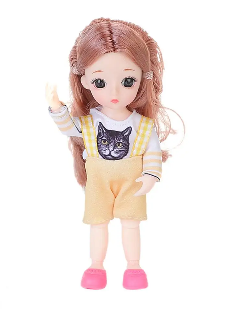 Новинка 16 см BJD кукла мохер кукла с париком 3D глаза с одеждой наряд обувь парик волосы макияж подвижные суставы кукла для девочек подарок