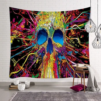 

Psychedelic Skull Tapestry Wall Hanging India Horror Witchcraft Tapiz Throw Rug Carpet Monsters Tapestries Boho Home Art Decor