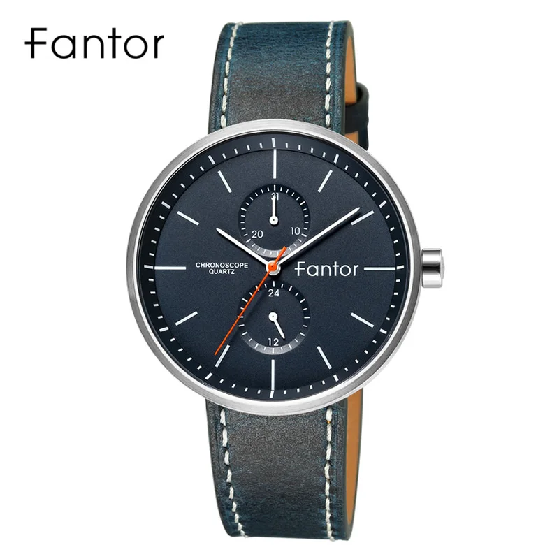 Fantor часы мужские роскошные Брендовые повседневные кожаные кварцевые наручные часы с хронографом водонепроницаемые ультра тонкие мужские часы для мужчин