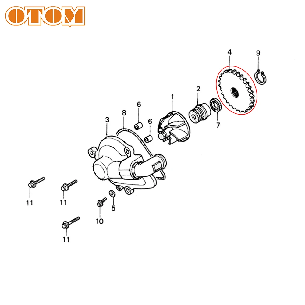 OTOM Мотоцикл водяной насос Шестерни для AX-1 AX1 NX250 NX 250 двигателя Запчасти вал водяного насоса грязи велосипед для бездорожья эндуро аксессуары
