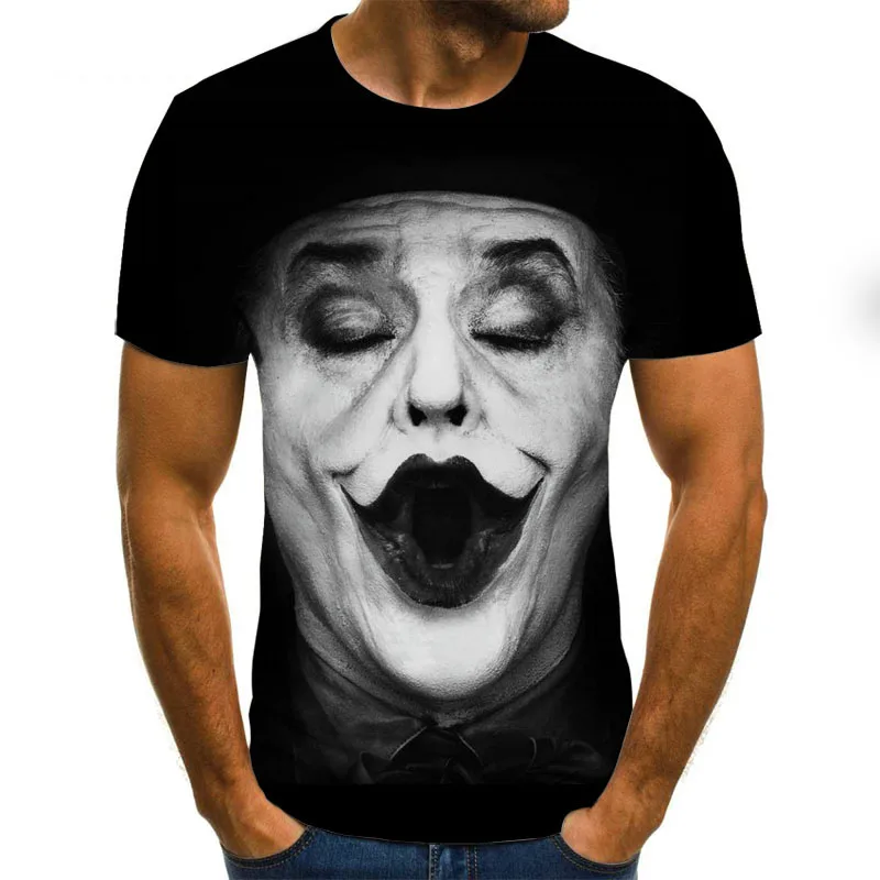 

New Skull T Shirt Men Hip-Hop Round Neck Short Sleeve Streetwear Tops Tees Casual 3D Print Fire Skull T-shirt Halloween Clothing