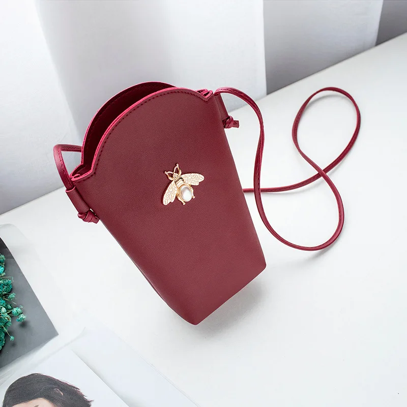

Korean-style Napa Texture Bucket Type Shoulder Bag Phone Package 2019 Spring And Summer New Products Shoulder Change Small Bag