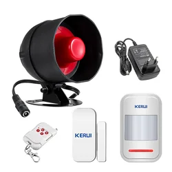 KERUI Standalone Security Alarm System Wireless Siren Motion Sensor Local Alarm Siren Horn With up to 100db Alarm Kit