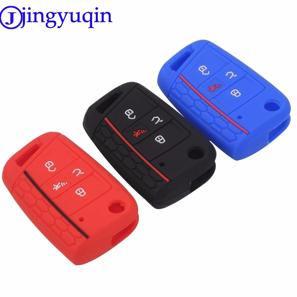 jingyuqin 4 Buttons Flid Key Silicone Fob Cover Case Skin For VW Polo 2016 2017 Golf 7 MK7 Skoda Octavia Combi A7 | Автомобили и