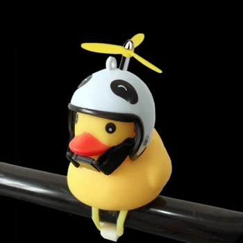 

Top Newly Cartoon Yellow Silica Gel Little Duck Shape Bicycle Bells Shining Mountain Bike Handlebar Duck Head Light Accessories