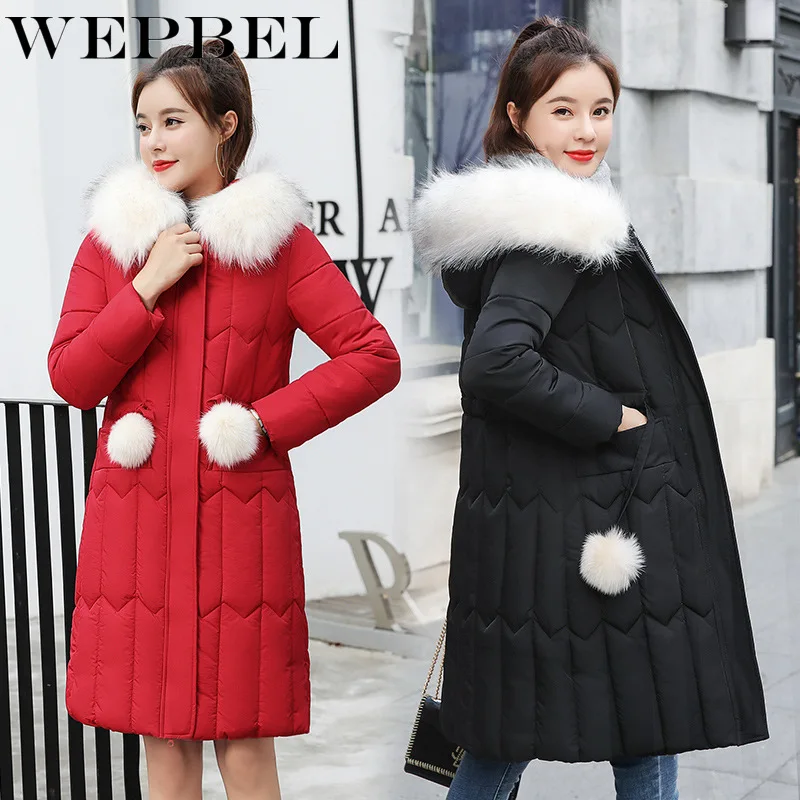 WEPBEL Winter Warm Coats Women Wool Slim Double Breasted Wool Coat Winter Jacket Women Fur Women's Coat Jackets