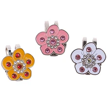 Разноцветные принадлежности для гольфа для болельщиков гольфа, блестящие алмазные Цветочные маркеры для гольфа, плюс Магнитная шапочка для гольфа из сплава, зажим