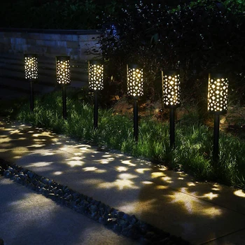 

LED Solar Lights Hollow Garden Stake Lights Hanging Moon Star Shape Projection Pathway Walkway Lawn Backyard Lighting
