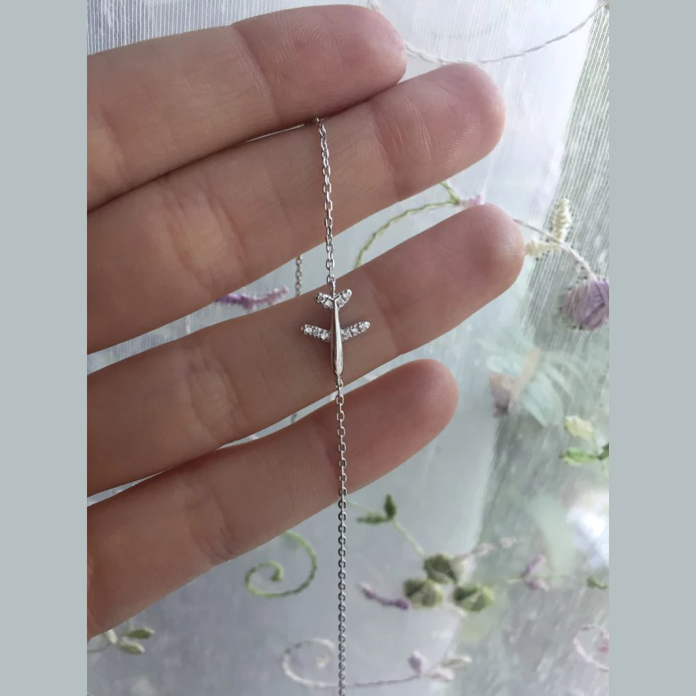 Trusta, Настоящее серебро 925 пробы, модное женское ювелирное изделие, самолет с CZ браслетом 15,5 см для девочек-подростков, подарок для девушек DS1012