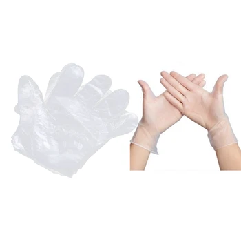 

200 Pcs Disposable Clear Gloves Waterproof Gloves, 100 Pcs Flexible PE & 100 Pcs Environmental Protection PVC