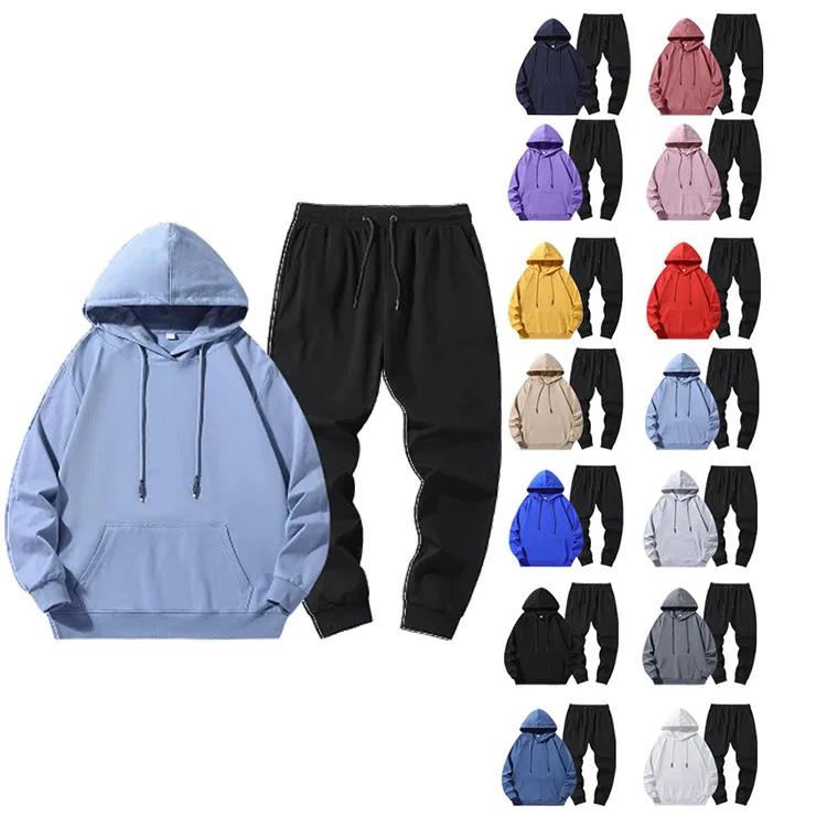 

2021 100% Cotton Unisex Tracksuits Hoodies Training Wear French Terry Wholesale Item Hoodie Hood Suit Sweatpants Men's Pants Set