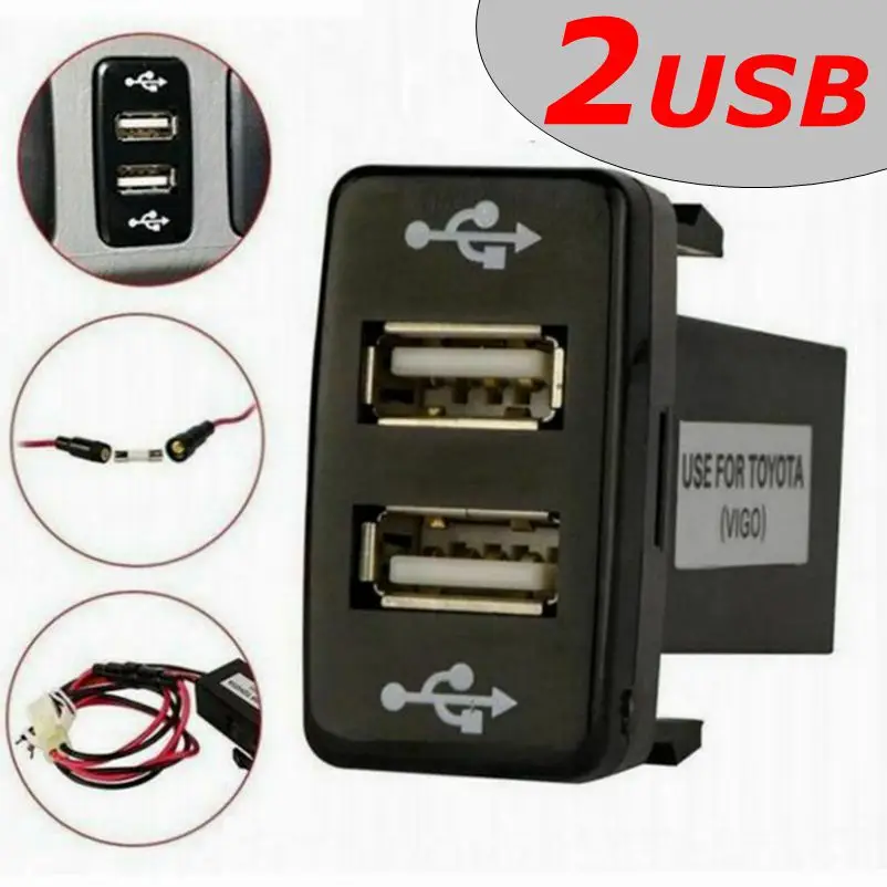 

1PC VIGO FORTUNER USB 2 CHARGER PORT FOR TOYOTA TRUCK SUV TRD SR5 CUSTOM