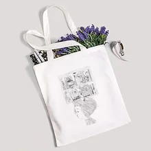 Ручная роспись характер иллюстрация холст хозяйственная сумка экологическая многоразовая сумка-тоут переработанная модная сумка