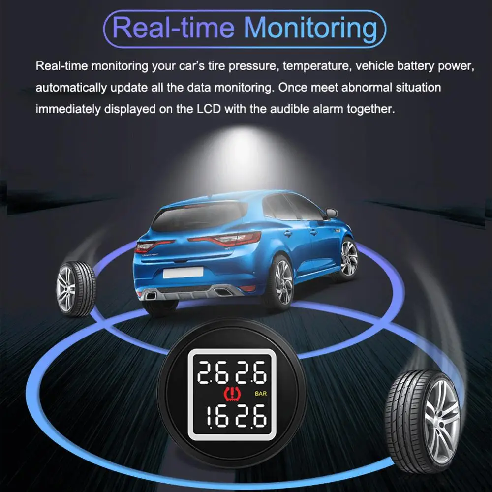 Система охранной сигнализации Smart Car TPMS цифровой ЖК дисплей с USB разъемом и 4