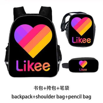 

Russia Type "LIKEE 1 (Like Video)" 3D Printing Backpack For Girls 3pcs/set Laptop Backpack School Bags for Teenage Cartoon bag
