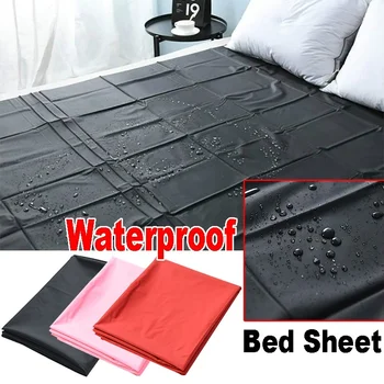 

3 Size High-gloss Pvc Sheets Waterproof Bedding Waterproof Sheets Easy To Clean Full Size Black Red Pink