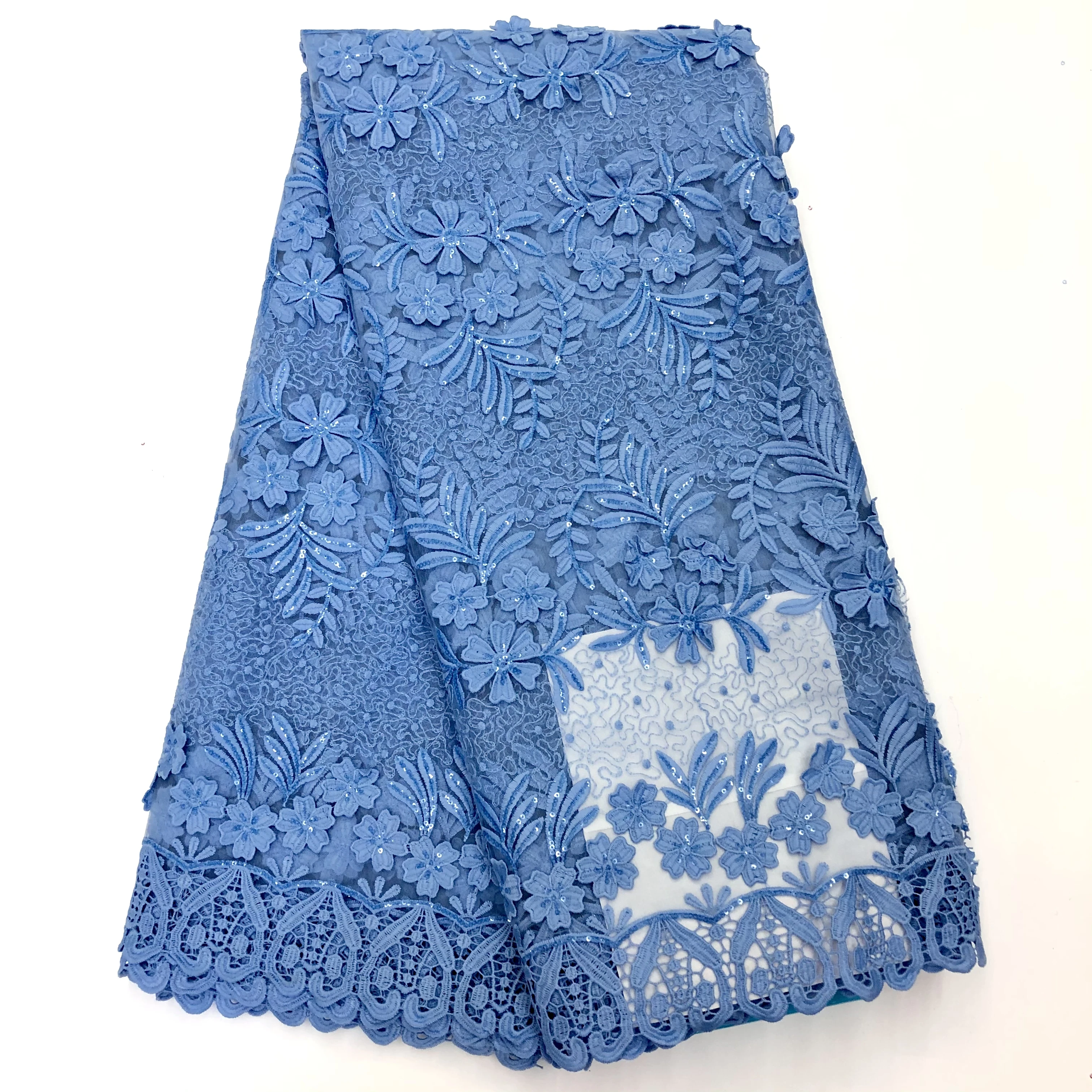 

Latest High Quality Sequins French Lace With Cord African Lace 2022 Nigerian Net Lace Mesh Lace 3D Flowers For Dubai Sewing