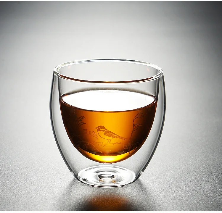 Heat-resistant Glass Double-layer Cup High-temperature Resistant Double Layer Glass Cup Manufacturers Direct Selling Creative Fl