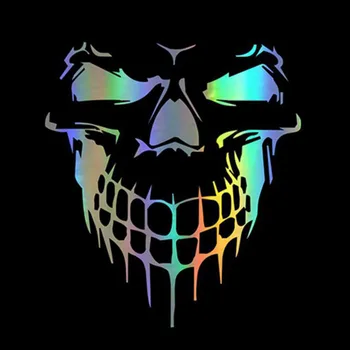 

1PCS Skull Head Car Sticker Reflective Vinyl Car Styling Auto Engine Cover Door Window Car Decal Car Accessries Size 18*16CM
