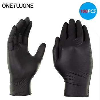 

100 Disposable Latex Medical Anti-virus Gloves Household Universal Cleaning Work Finger Gloves Protective for Safety Black