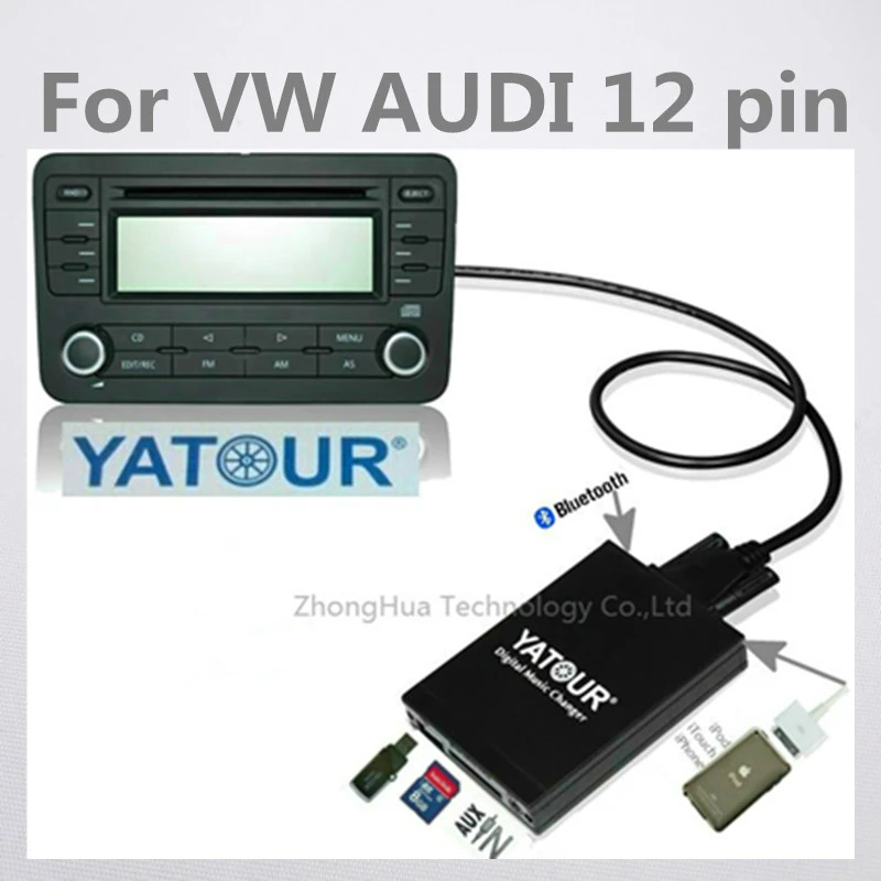 Car Audio USB/SD MP3 Interface AUX Adapter For VW Skoda Seat Quadlock 12Pin 
