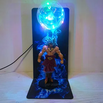 

22cm Dragon Ball Broly Battle Form LED Light Table Lamp Action Figure Toys PVC Desk Decoration Collection Model Toy