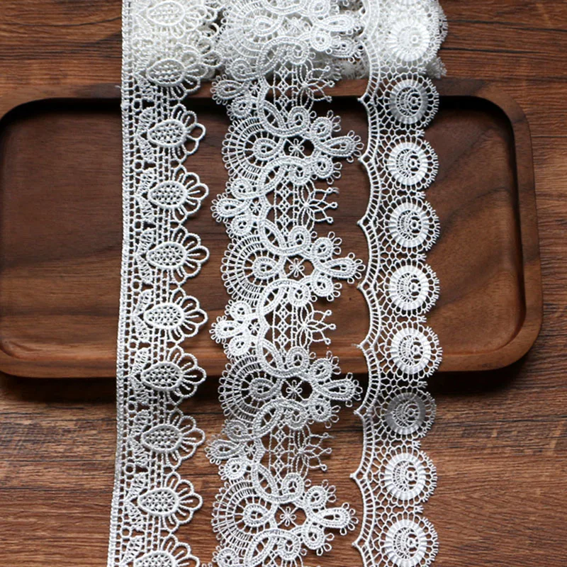 Buena Suerte, cinta de encaje bordado de seda blanca de alta calidad, 1